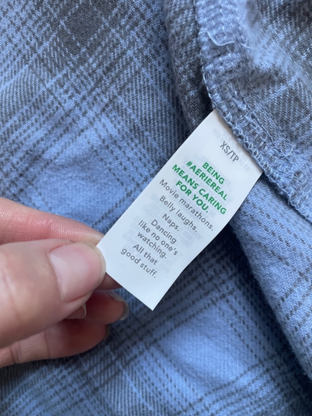 Aerie Anytime Fav Flannel Button Down Shirt Monaco Blue NWT - Picture 11 of 12